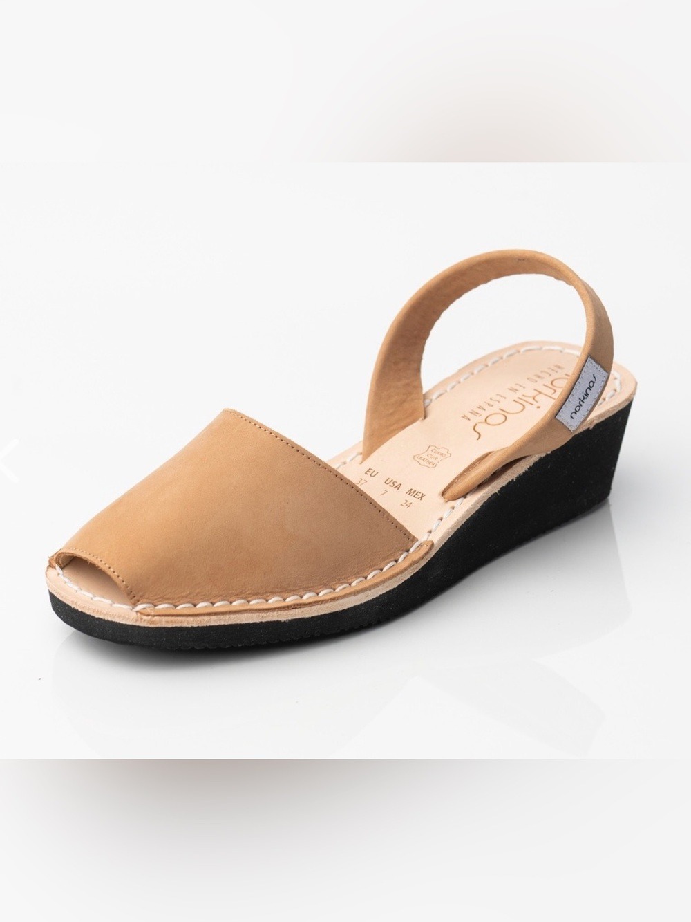 Norkinas Leather Slingback Sandals Handmade in Spain in Carmel/Light Tan NWT